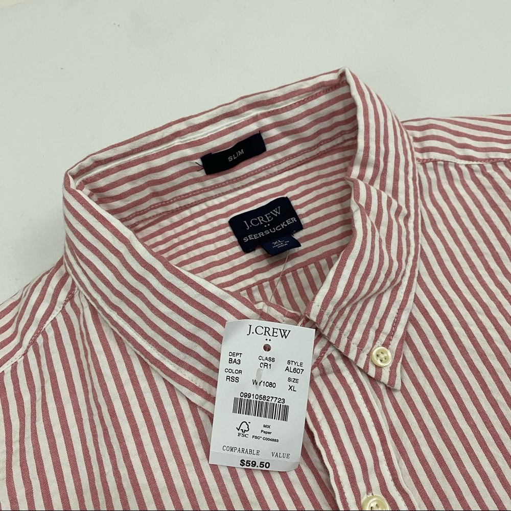 NWT J. Crew Slim Fit Seersucker Long Sleeve Button Up